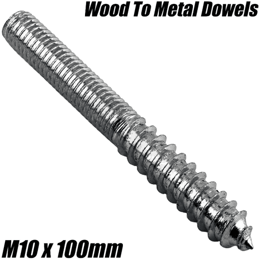 M10x100mm Wood To Metal Dowels Wall Hanger Bolts Furniture Fixing