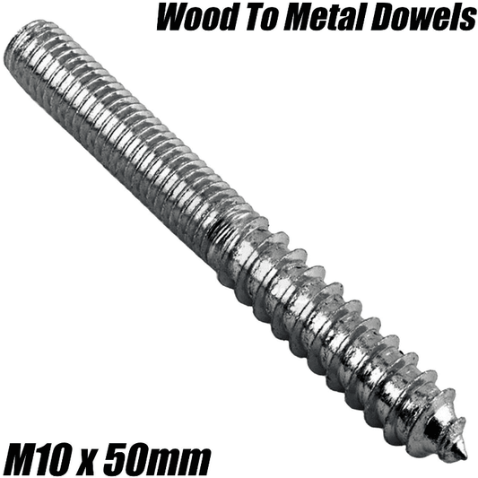 M10x50mm Wood To Metal Dowels Wall Hanger Bolts Furniture Fixing