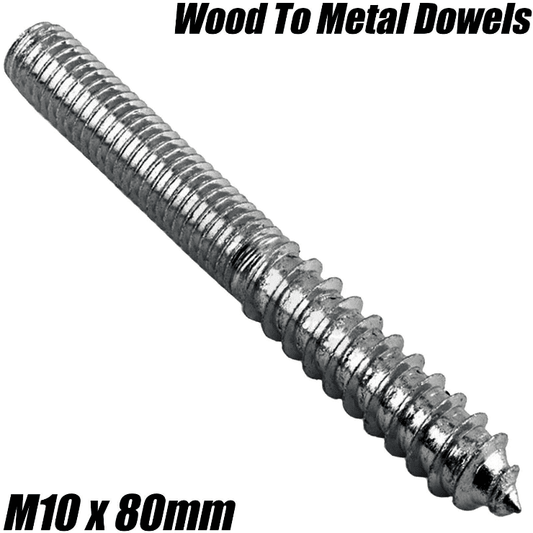 M10x80mm Wood To Metal Dowels Wall Hanger Bolts Furniture Fixing