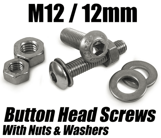 M12/12mm Button Head Screws W/ Hex Nuts & Washers Stainless Steel Socket Bolts