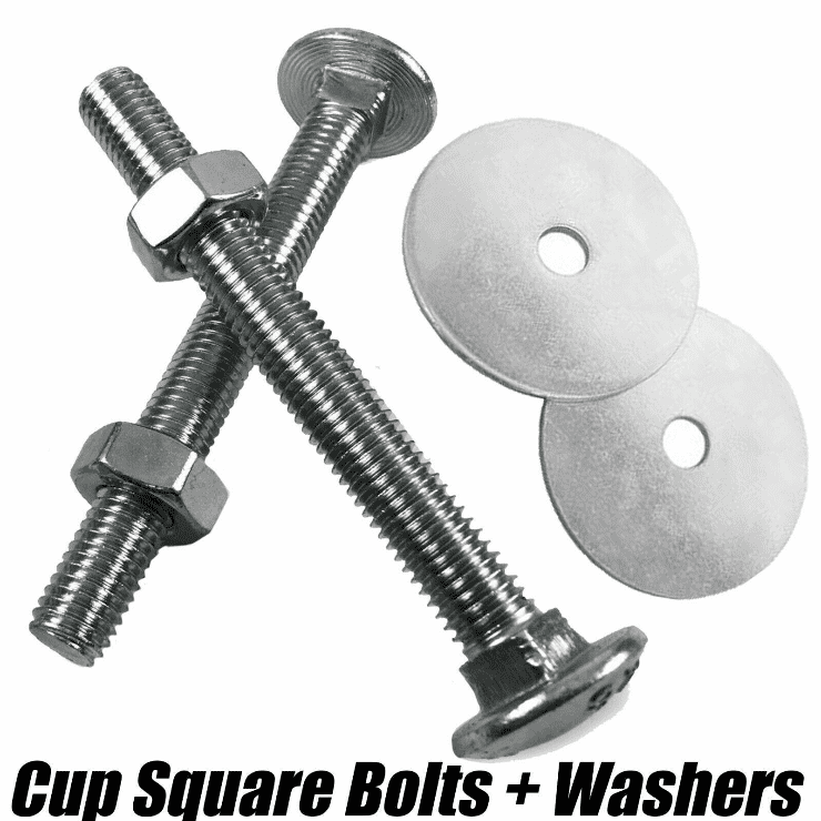 M10 10mm Cup Square Carriage Bolt Coach Bolts Penny Washers & Nuts Zinc