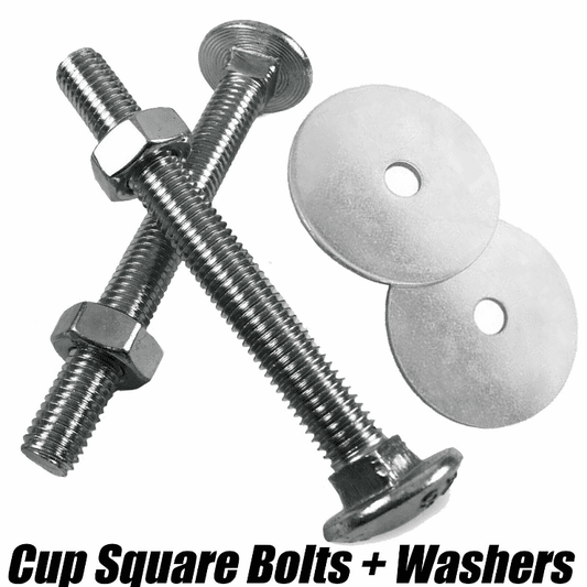 M10 10mm Cup Square Carriage Bolt Coach Bolts Penny Washers & Nuts Zinc