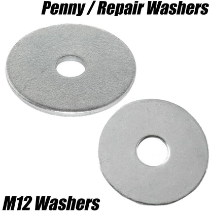 M12 12mm Mudguard/Penny/Repair Washers Flat Wide Large Washer Zinc Plated