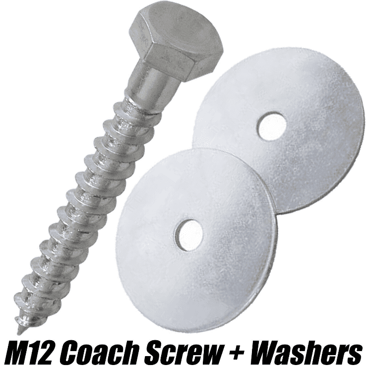 M12 Coach Screws Hex Lag Bolt Wood Structure Furniture Fixing With Penny Washers