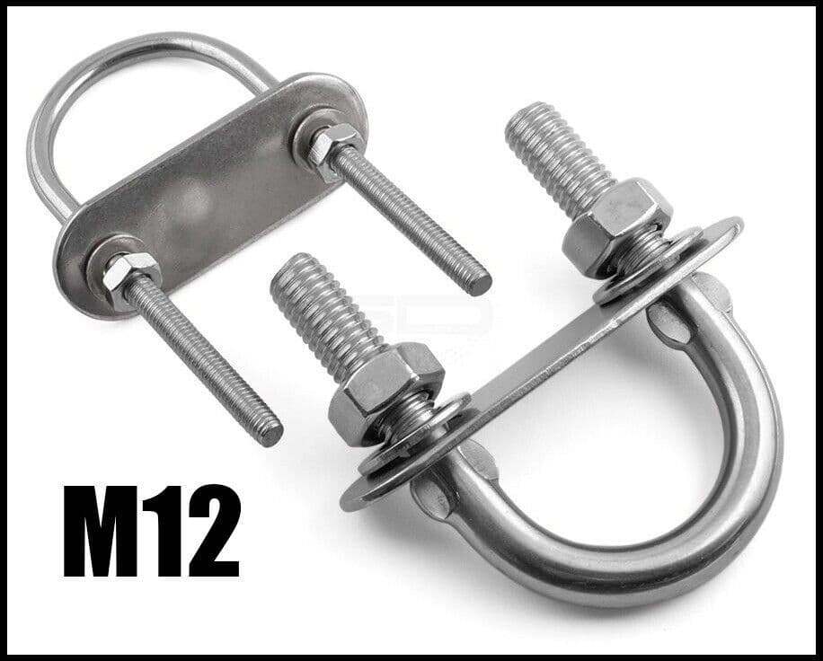 M12 x 150mm U Bolts - Stainless Steel A4 Marine Grade 316 Plate and Nuts bolt