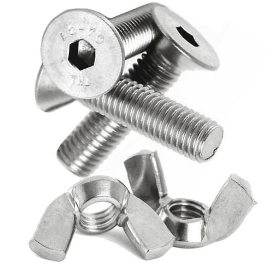 M16 A2 Stainless Steel Machine Screws Countersunk Bolts Socket Bolts + Wing Nuts