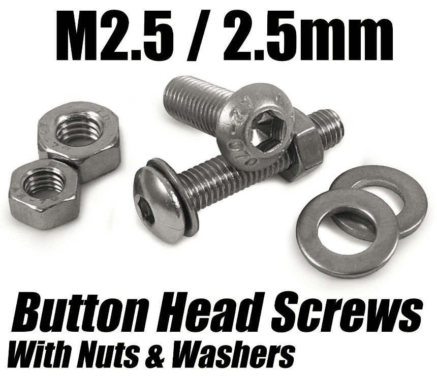 M2.5 Button Head Screws With Hex Nuts & Washers Stainless Steel Socket Bolts