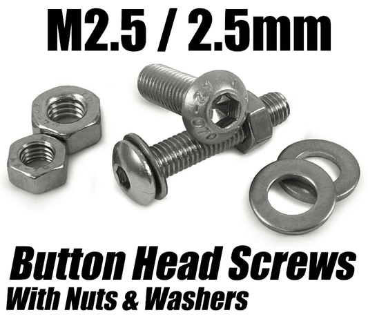 M2.5 Button Head Screws With Hex Nuts & Washers Stainless Steel Socket Bolts