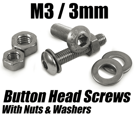 M3/3mm Button Head Screws With Hex Nuts & Washers Stainless Steel Socket Bolts