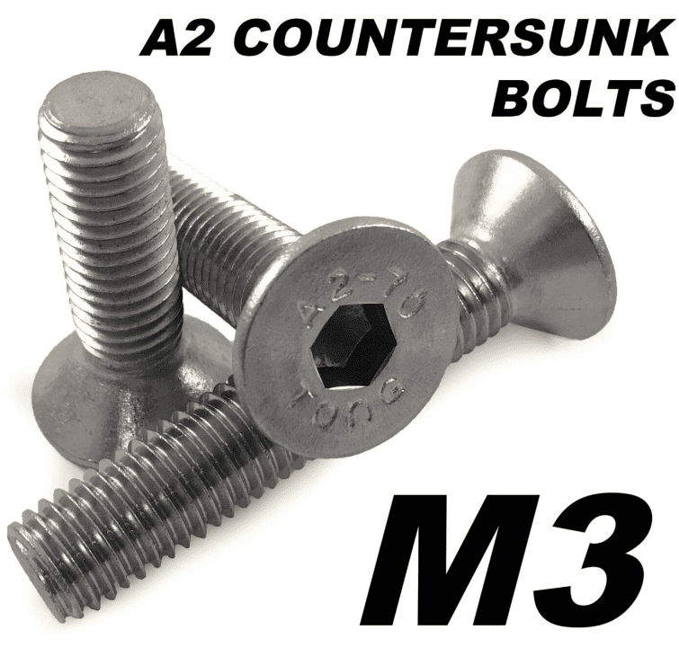 M3 A2-70 Stainless Steel Countersunk Bolts Socket Screws - RC, Models ...