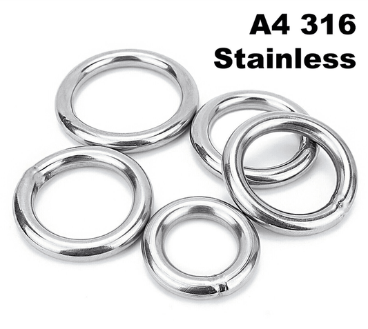 M3 Round O Rings - A4 316 Marine Grade Stainless Steel - Welded Polished M3