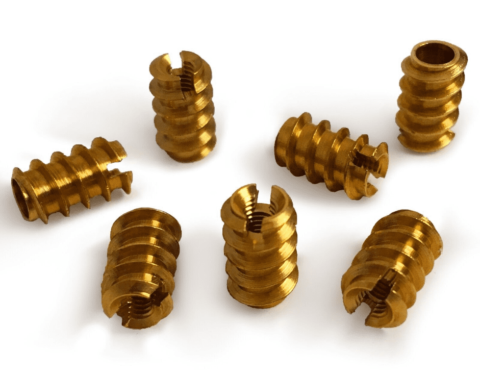 M3x10mm Solid Brass Screw In Type A Threaded Wood Inserts Chipboard ...