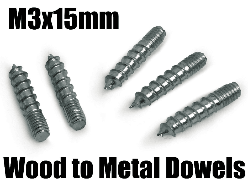 M3X15mm Steel Wood To Metal Dowels Hanger Bolts Dual Thread Screws Furniture