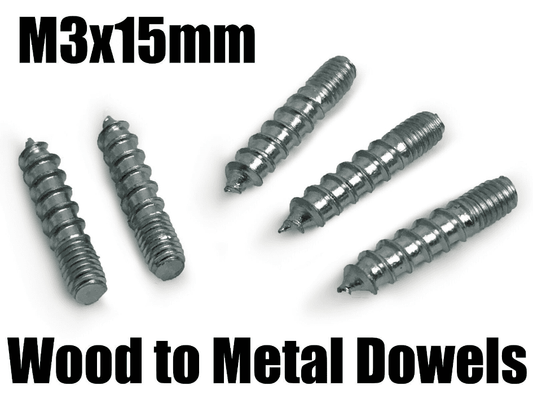 M3X15mm Steel Wood To Metal Dowels Hanger Bolts Dual Thread Screws Furniture