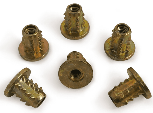 M3X8mm Headed Knock In Threaded Wood Inserts Type B Chipboard Yellow Zinc