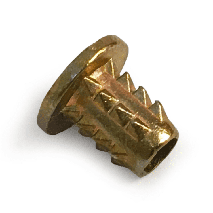 M3X8mm Headed Knock In Threaded Wood Inserts Type B Chipboard Yellow Zinc