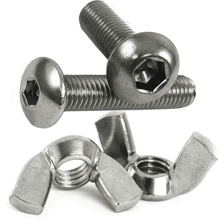 M4 4mm A2 Stainless Steel Button Head Screw Socket Bolts + Butterfly Wing Nuts