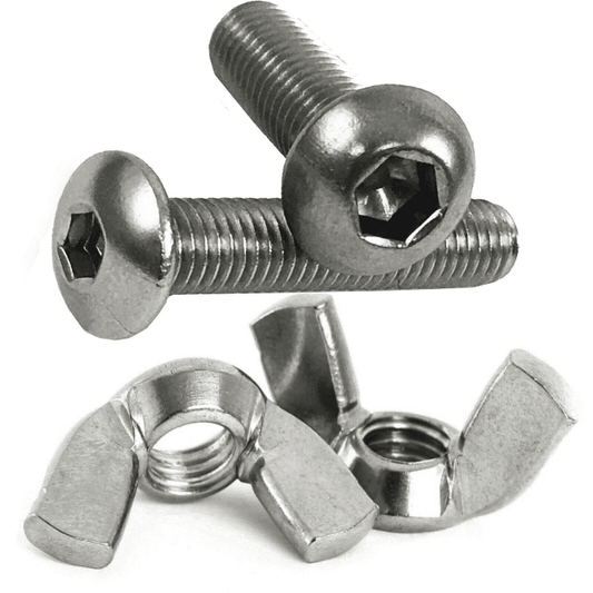 M4 4mm A2 Stainless Steel Button Head Screw Socket Bolts + Butterfly Wing Nuts