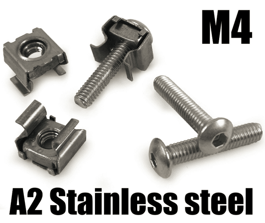 M4 A2 Stainless Steel Cage Clip Nuts & Button Screw Server Racking Mount Cabinet