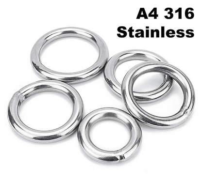 M4 Round O Rings - A4 316 Marine Grade Stainless Steel - Welded Polished M4