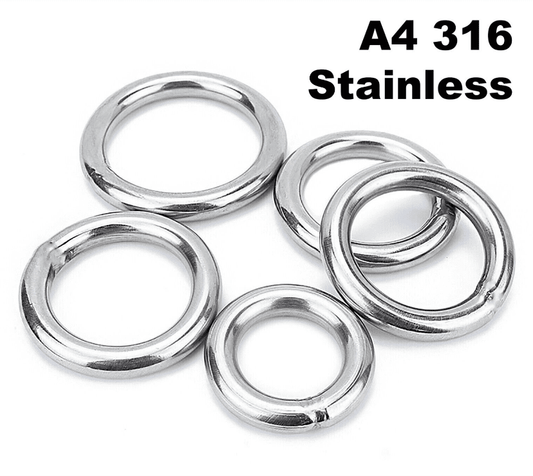 M4 Round O Rings - A4 316 Marine Grade Stainless Steel - Welded Polished M4