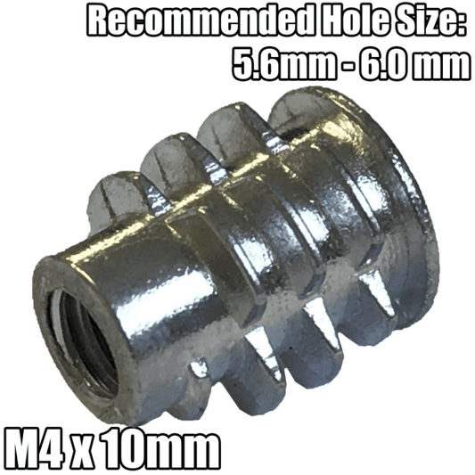 M4X10mm Threaded Hex Drive Type D Or E Wood Insert Furniture Nuts