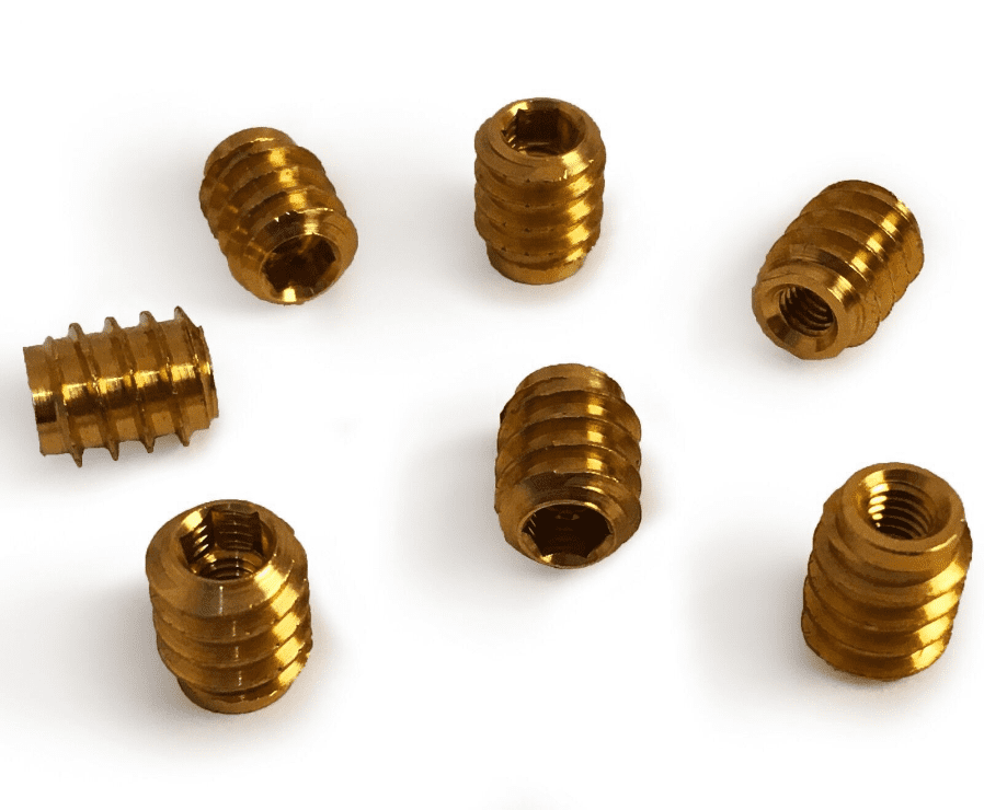 M4X10mm Unheaded Hex Drive Solid Brass Screw Threaded Wood Inserts Chipboard
