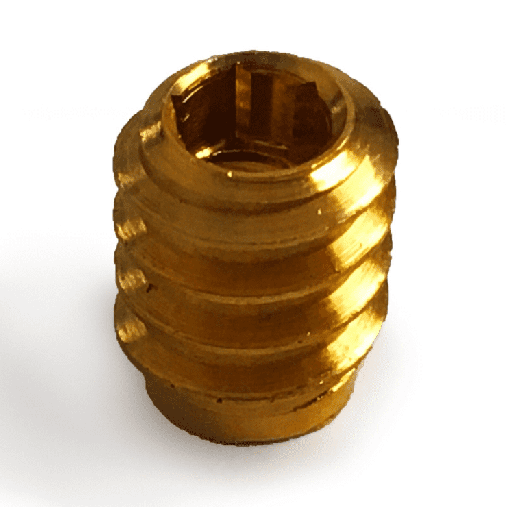 M4X10mm Unheaded Hex Drive Solid Brass Screw Threaded Wood Inserts Chipboard