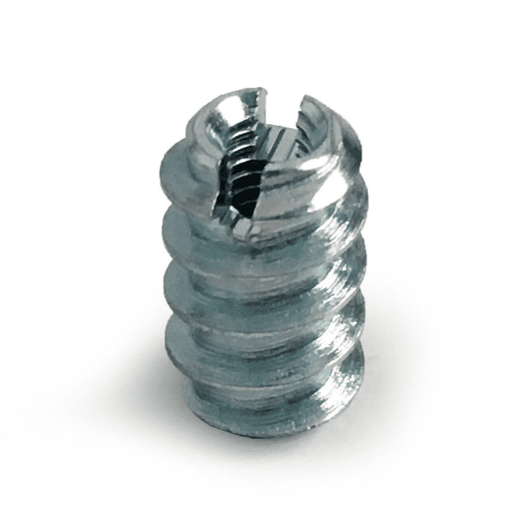 M4X12mm Slotted Steel Screw In Type A Threaded Wood Inserts Chipboard Zinc