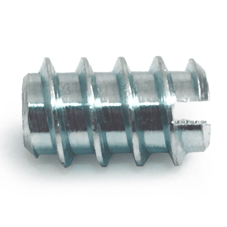 M4X12mm Slotted Steel Screw In Type A Threaded Wood Inserts Chipboard Zinc