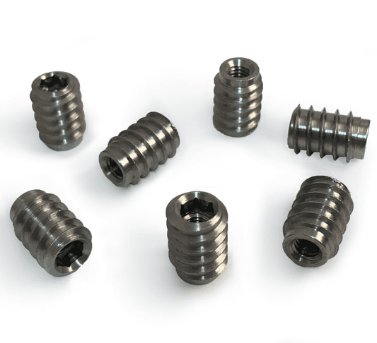 M4X12mm Unheaded Hex Drive Solid Steel Screw Threaded Wood Inserts Chipboard