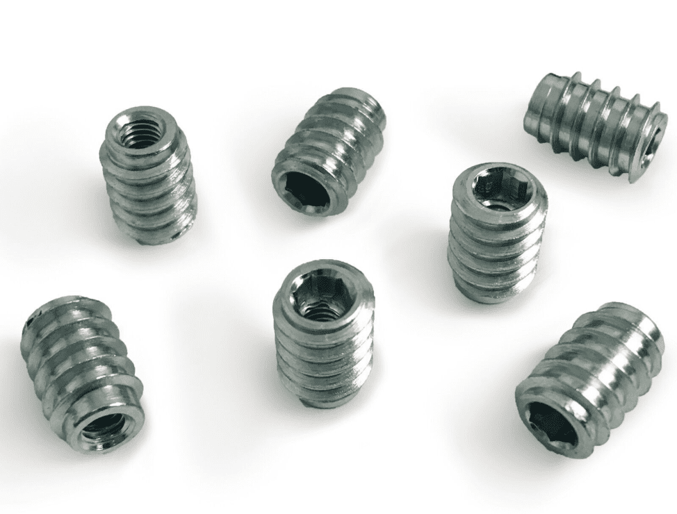 M4X12mm Unheaded Hex Drive Steel Zinc Screw Threaded Wood Inserts Chipboard