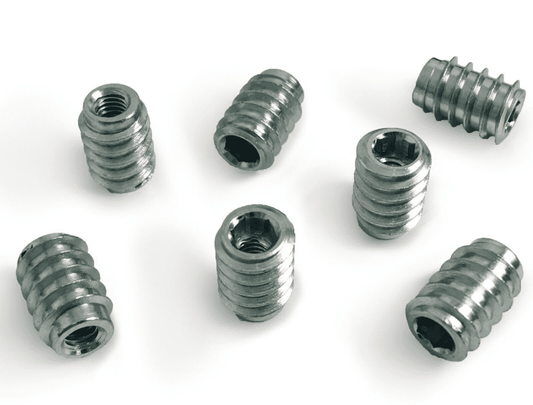 M4X12mm Unheaded Hex Drive Steel Zinc Screw Threaded Wood Inserts Chipboard