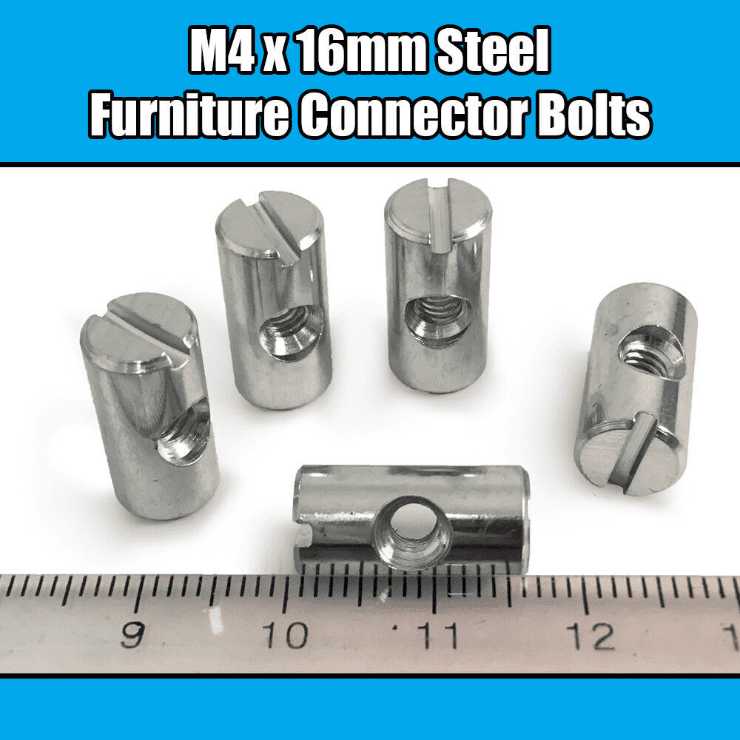 M4X16mm Furniture Cross Dowel Barrel Nuts Centre Threaded Fixing Cot Bed Unit