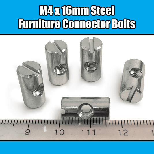 M4X16mm Furniture Cross Dowel Barrel Nuts Centre Threaded Fixing Cot Bed Unit