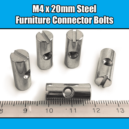 M4X20mm Furniture Cross Dowel Barrel Nuts Centre Threaded Fixing Cot Bed Unit