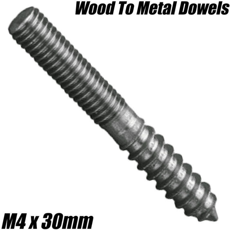M4X30mm Wood To Metal Dowels Wall Hanger Bolts Rod Pole Furniture Fixing Zinc