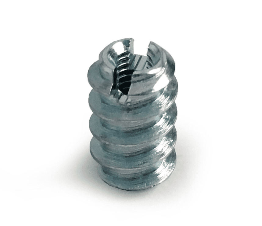 M4X8mm Slotted Steel Screw In Type A Threaded Wood Inserts Chipboard Zinc