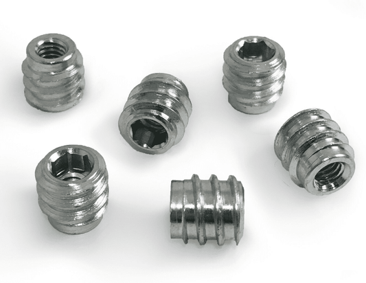M4X8mm Unheaded Hex Drive Steel Zinc Screw Threaded Wood Inserts Chipboard