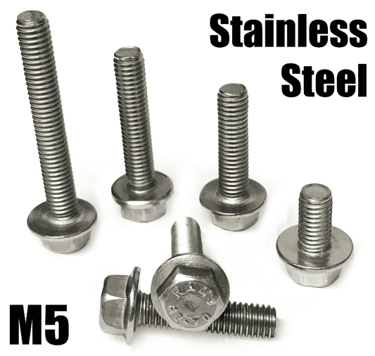 M5 5mm Flanged Hexagon Head Bolts Flange Hex Screws A2 Stainless Steel Din 6921