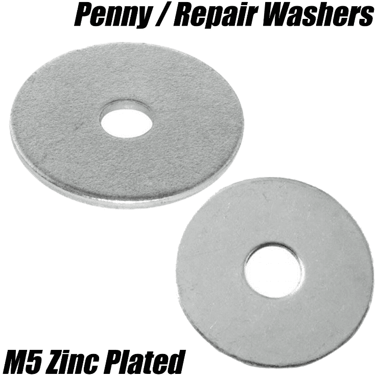 M5 5mm Mudguard/Penny/Repair Washers Flat Wide Large Washer Zinc Plated