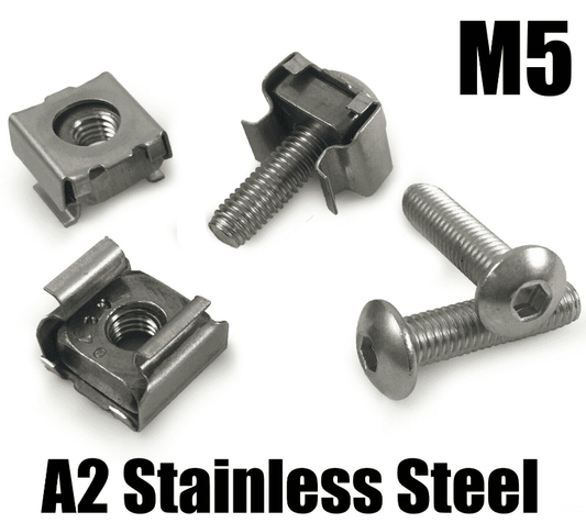 M5 A2 Stainless Steel Cage Clip Nuts & Button Screw Server Racking Mount Cabinet