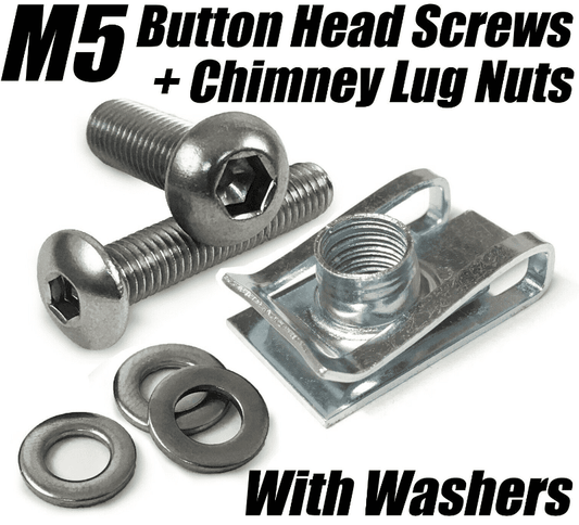 M5 Chimney Lug Nuts With A2 Steel Button Head Screws & Washers Panel Fix Clips