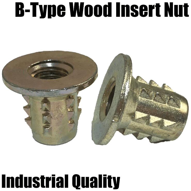 M5 M8 Threaded Knock In Fixing Type B Wood Insert Flanged Zinc Furnitu ...