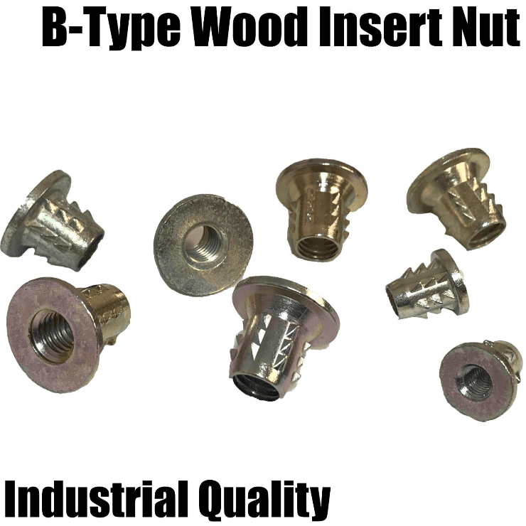 M5 M8 Threaded Knock In Fixing Type B Wood Insert Flanged Zinc Furniture Nuts