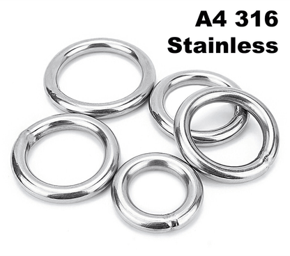 M5 Round O Rings - A4 316 Marine Grade Stainless Steel - Welded Polished M5