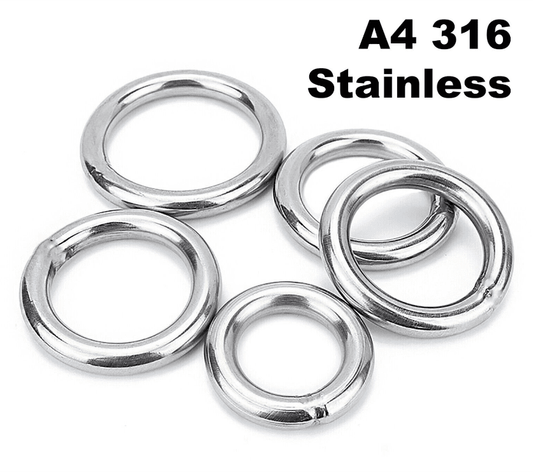 M5 Round O Rings - A4 316 Marine Grade Stainless Steel - Welded Polished M5
