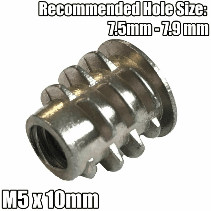M5 Threaded Hex Drive Type D Wood Insert Furniture Nuts Fasteners