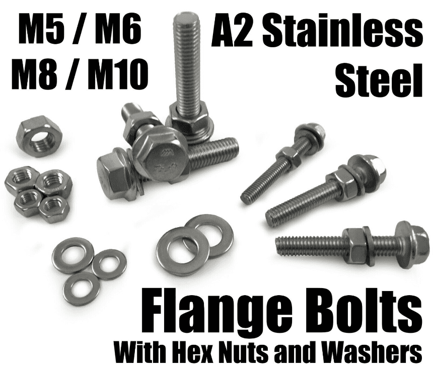 M8 Stainless Steel Flange Hex Bolts, Nuts & Washers