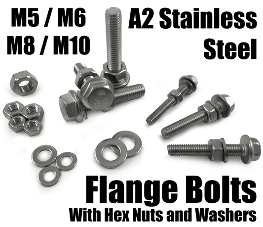 M8 Stainless Steel Flange Hex Bolts, Nuts & Washers